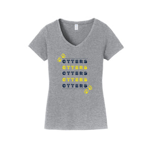 Creekside Elementary (Franklin TN) Spirit Wear-Womens Fan Favorite V-Neck Tee On-Demand Repeating Otter