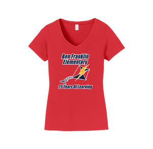 Ben Franklin Elementary (Corona, Ca)-Womens Fan Favorite V-Neck Tee On-Demand Kite Logo