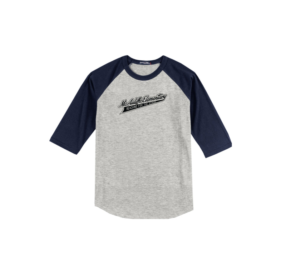 Christa McAuliffe Elementary Spirit Wear 2024-25 On Demand-Adult Unisex Baseball Tee On-Demand Check Logo