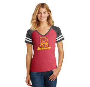 Rosedell-Womens Premium Game V-Neck Tee R Logo