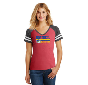 Rosedell-Womens Premium Game V-Neck Tee Stripe