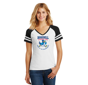 Rosedell-Womens Premium Game V-Neck Tee Banner