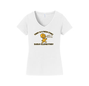 Suisun Elementary-Womens Fan Favorite V-Neck Tee On-Demand Fresh Start Logo