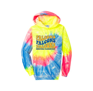 Deerfield STUDENT Spirit Wear-Youth Unisex Tie-Dye Hoodie On-Demand Typographic