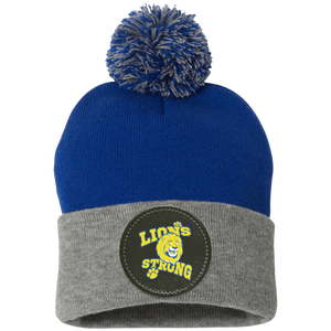 Lincoln-SP15 Pom Pom Knit Cap - Circle Patch