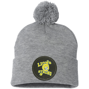 Lincoln-SP15 Pom Pom Knit Cap - Circle Patch