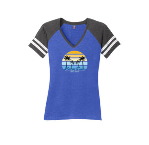 Monte Vista Elementary-Womens Premium Game V-Neck Tee On-Demand Circle