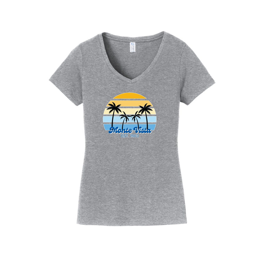 Monte Vista Elementary-Womens Fan Favorite V-Neck Tee On-Demand Circle