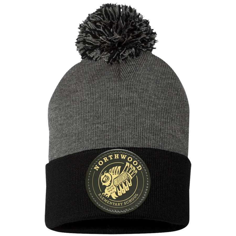 Northwood Elementary-SP15 Pom Pom Knit Cap - Circle Patch