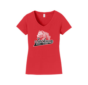 Jackson Middle School Spirit Wear 2024-25 On Demand Store-Womens Fan Favorite V-Neck Tee On-Demand