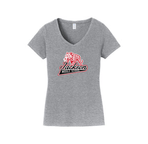 Jackson Middle School Spirit Wear 2024-25 On Demand Store-Womens Fan Favorite V-Neck Tee On-Demand