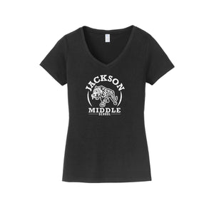 Jackson Middle School Spirit Wear 2024-25 On Demand Store-Womens Fan Favorite V-Neck Tee On-Demand Circle