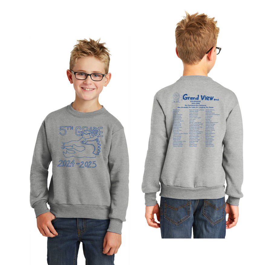 Grand View Blvd 5th-Grade Grad Store Class of 2025 On-Demand-Youth Unisex Port & Co Crewneck Sweatshirt On-Demand