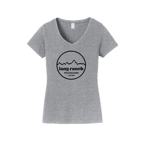 Lang Ranch STUDENT-Womens Fan Favorite V-Neck Tee On-Demand Round Est 1988 Logo