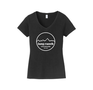 Lang Ranch STUDENT-Womens Fan Favorite V-Neck Tee On-Demand Round Est 1988 Logo