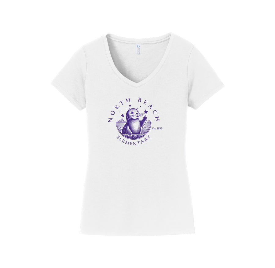 North Beach Elementary On Demand-Womens Fan Favorite V-Neck Tee On-Demand Purple