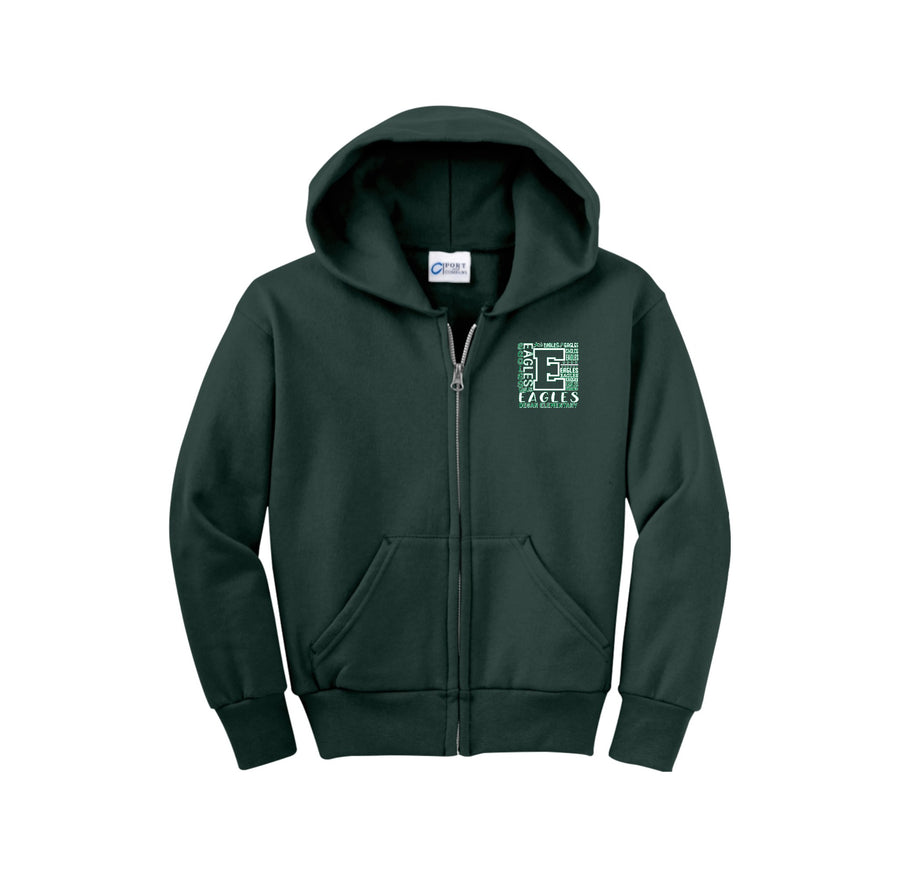 Degan Elementary-Youth Unisex Full-Zip Hooded Sweatshirt On-Demand Big E