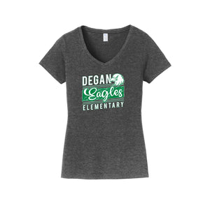 Degan Elementary-Womens Fan Favorite V-Neck Tee On-Demand Eagle Stripe