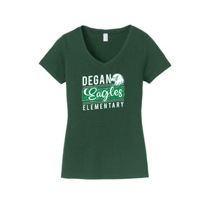 Degan Elementary-Womens Fan Favorite V-Neck Tee On-Demand Eagle Stripe