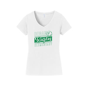 Degan Elementary-Womens Fan Favorite V-Neck Tee On-Demand Eagle Stripe