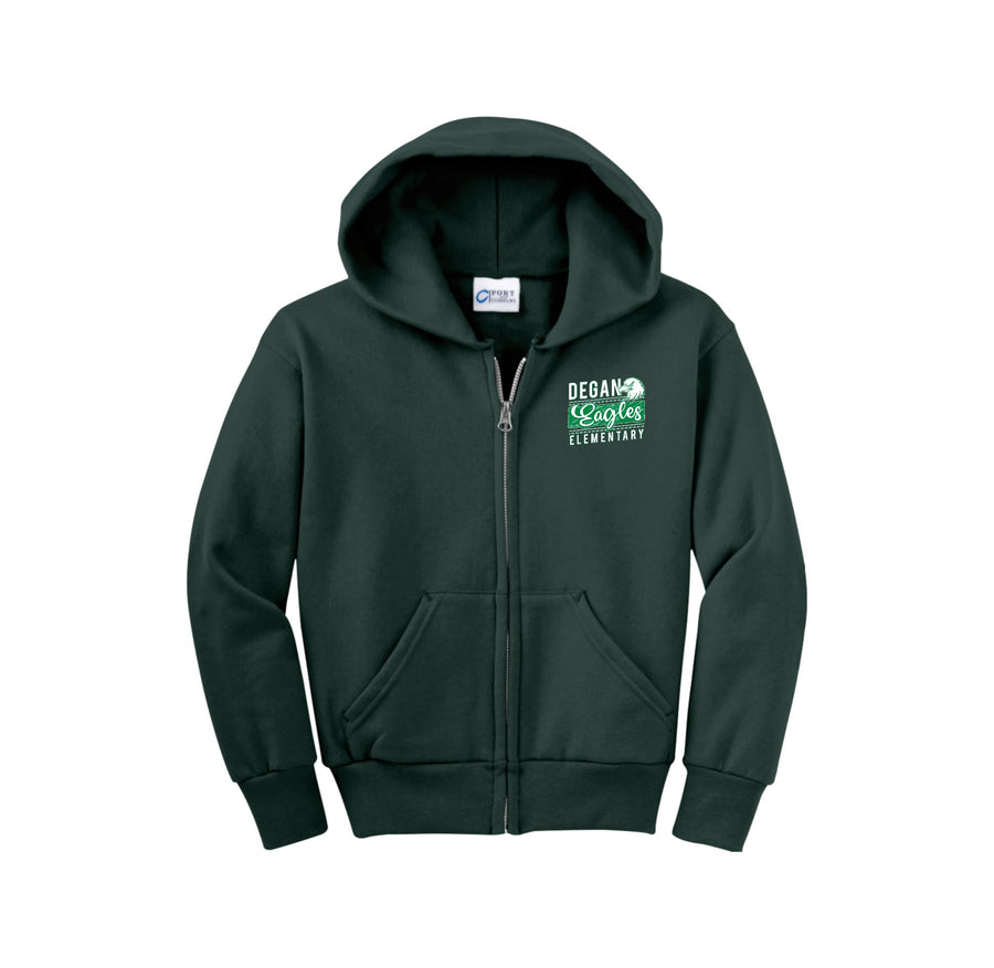 Degan Elementary-Youth Unisex Full-Zip Hooded Sweatshirt On-Demand Eagle Stripe