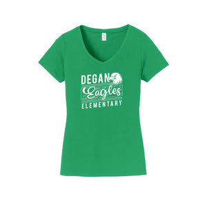 Degan Elementary-Womens Fan Favorite V-Neck Tee On-Demand Eagle Stripe