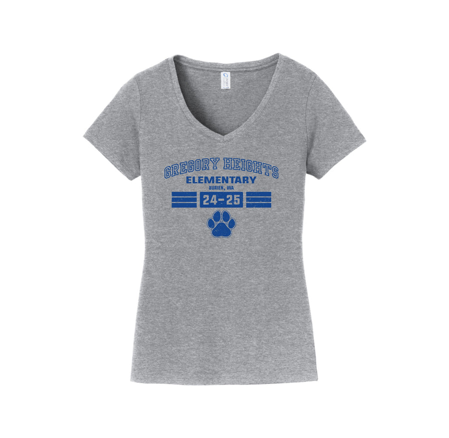 Gregory Heights Elementary-Womens Fan Favorite V-Neck Tee On-Demand_design two