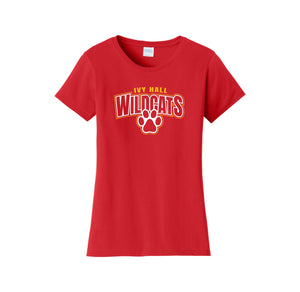 Ivy Hall Elementary Fall-Womens Fan Favorite Tee On-Demand Stripe Logo Curve Logo