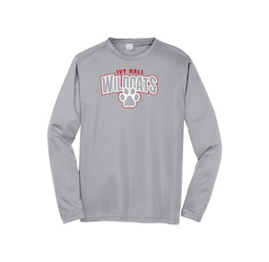 Ivy Hall Elementary Fall-Adult Unisex Dri-Fit Long Sleeve Tee On-Demand Stripe Logo Curve Logo