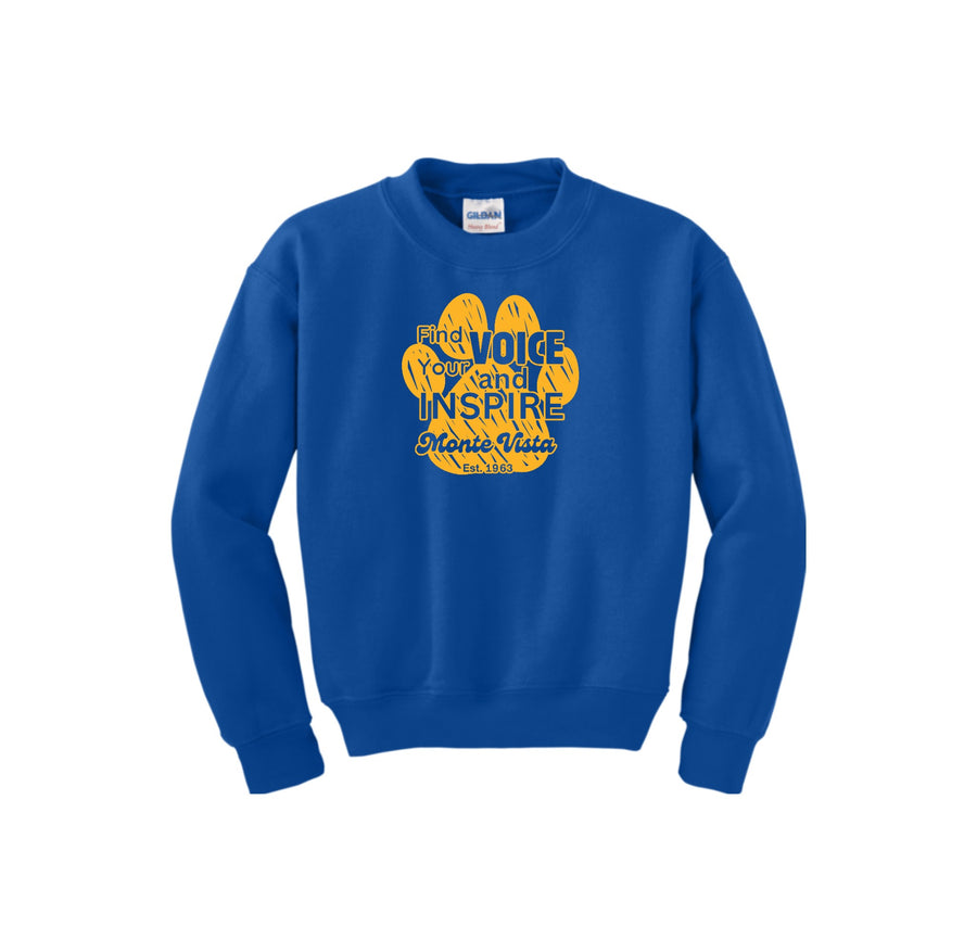 Monte Vista Elementary-Youth Unisex Crewneck Sweatshirt On-Demand Paw logo