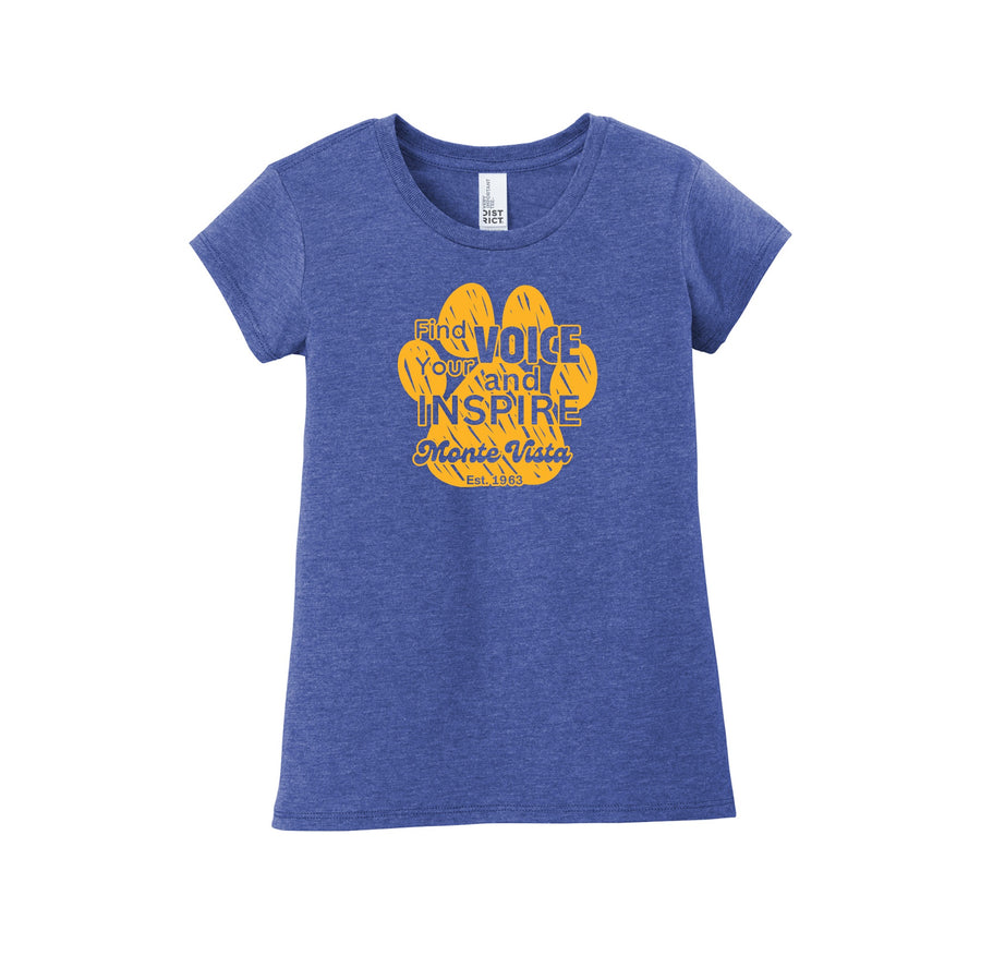 Monte Vista Elementary-Girls Youth Premium Tee On-Demand Paw logo