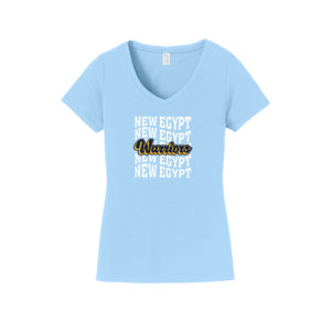 New Egypt Elm-Womens Fan Favorite V-Neck Tee On-Demand Era Repeat Logo