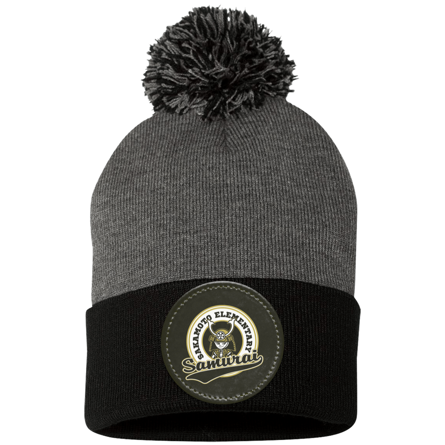 Sakamoto Elementary-SP15 Pom Pom Knit Cap - Circle Patch