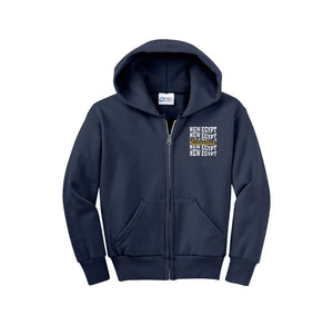 New Egypt Elm-Youth Unisex Full-Zip Hooded Sweatshirt On-Demand Repeat Logo