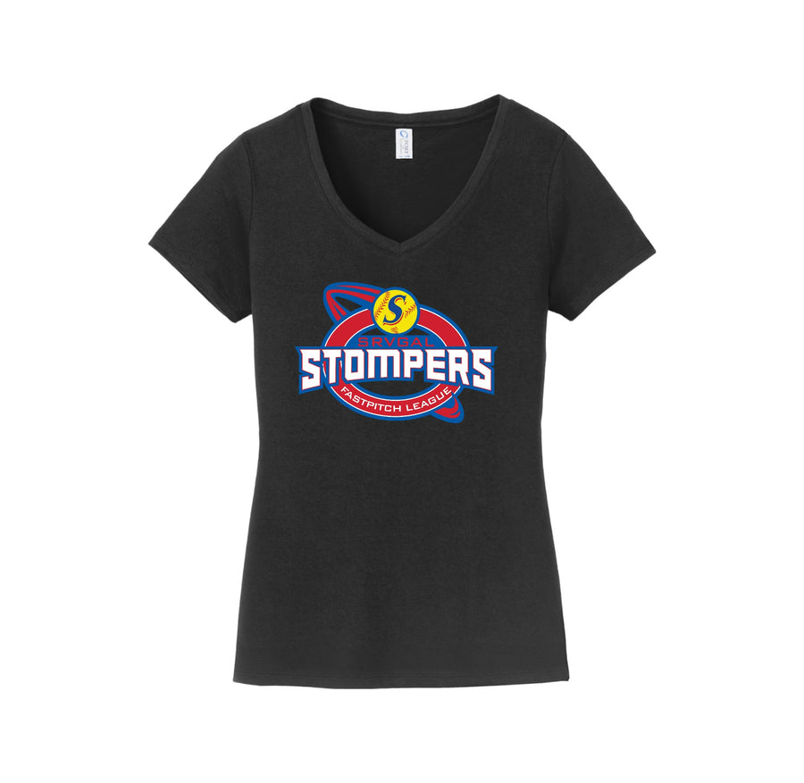 SRVGAL Softball On Demand-Womens Fan Favorite V-Neck Tee On-Demand White Lettering