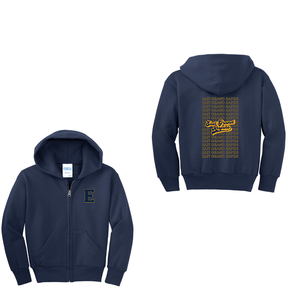 Wealthy Elementary-Youth Unisex Full-Zip Hooded Sweatshirt On-Demand Two Logo Print