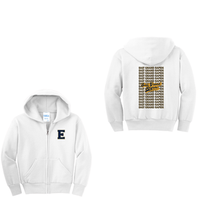 Wealthy Elementary-Youth Unisex Full-Zip Hooded Sweatshirt On-Demand Two Logo Print