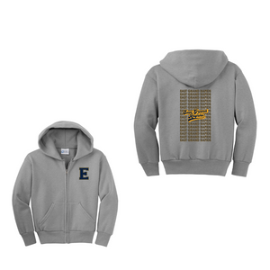 Wealthy Elementary-Youth Unisex Full-Zip Hooded Sweatshirt On-Demand Two Logo Print