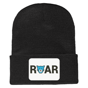 WAES-1501 Yupoong Adult Cuffed Knit Beanie - Rectangle Patch Roar Logo