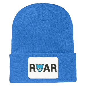 WAES-1501 Yupoong Adult Cuffed Knit Beanie - Rectangle Patch Roar Logo