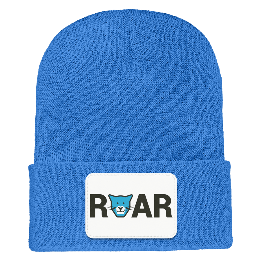 WAES-1501 Yupoong Adult Cuffed Knit Beanie - Rectangle Patch Roar Logo