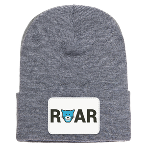 WAES-1501 Yupoong Adult Cuffed Knit Beanie - Rectangle Patch Roar Logo