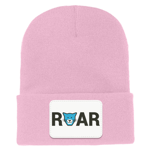 WAES-1501 Yupoong Adult Cuffed Knit Beanie - Rectangle Patch Roar Logo