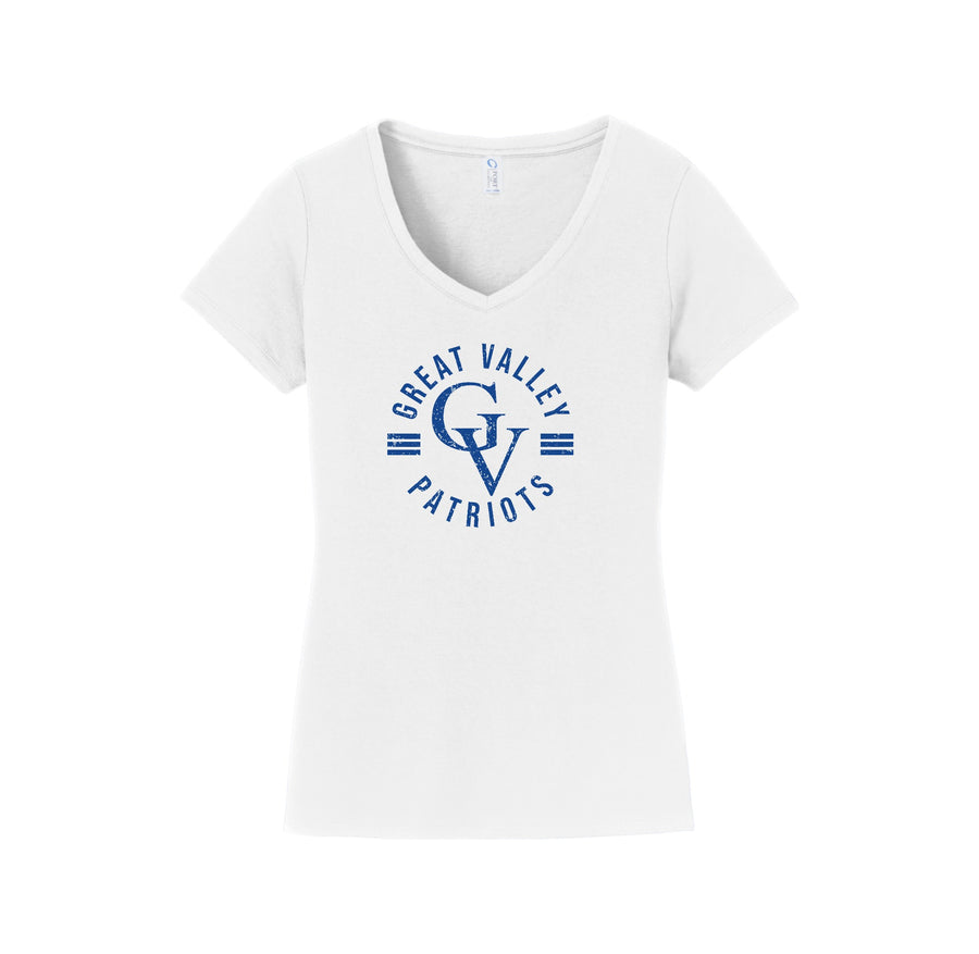 Great Valley High School On Demand-Womens Fan Favorite V-Neck Tee On-Demand Stripe Logo