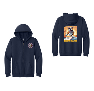 Bellevue-Santa Fe Charter Spirit Wear 2024-25 On Demand-Adult Full-Zip Hooded Sweatshirt Full Color x Surfing Bulldog Logo