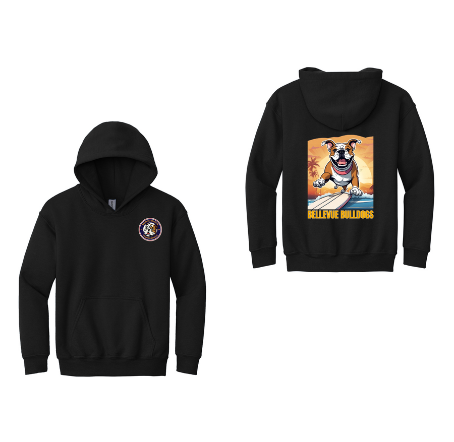 Bellevue-Santa Fe Charter Spirit Wear 2024-25 On Demand-Youth Hoodie Full Color x Surfing Bulldog Logo