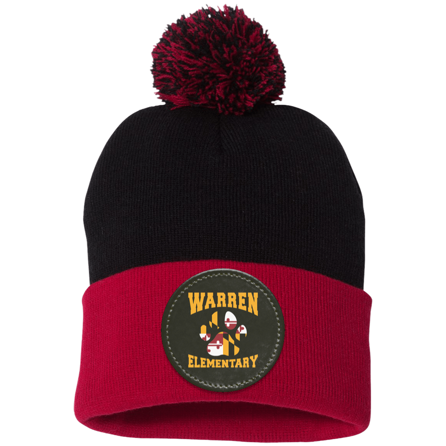 Warren Elm-SP15 Pom Pom Knit Cap - Circle Patch