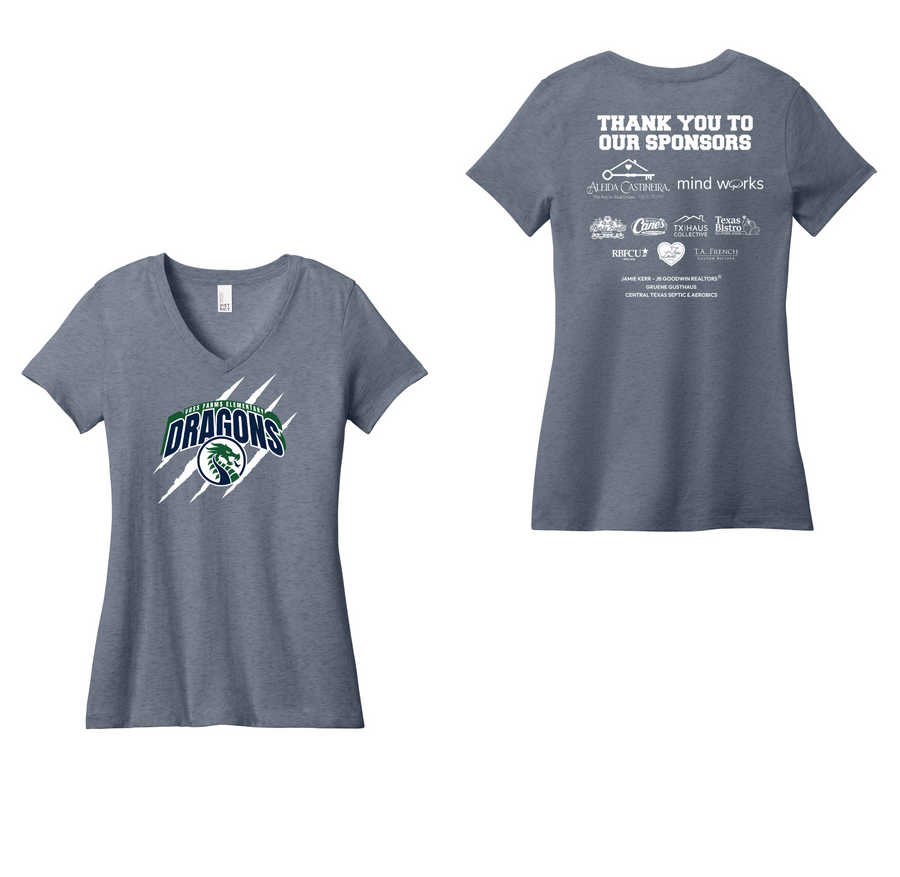 Voss Farms Spirit Wear 2024-25-District Women's Perfect Weight V-Neck Tee On-Demand_Back+ Front