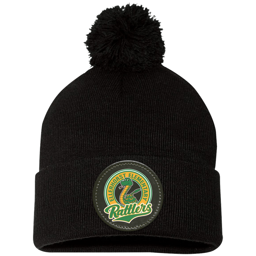 Ellerhorst Elementary-SP15 Pom Pom Knit Cap - Circle Patch