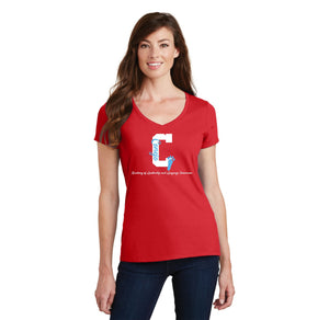 Conejo Academy Spirit Wear 2024-25-Womens Fan Favorite V-Neck Tee C Logo